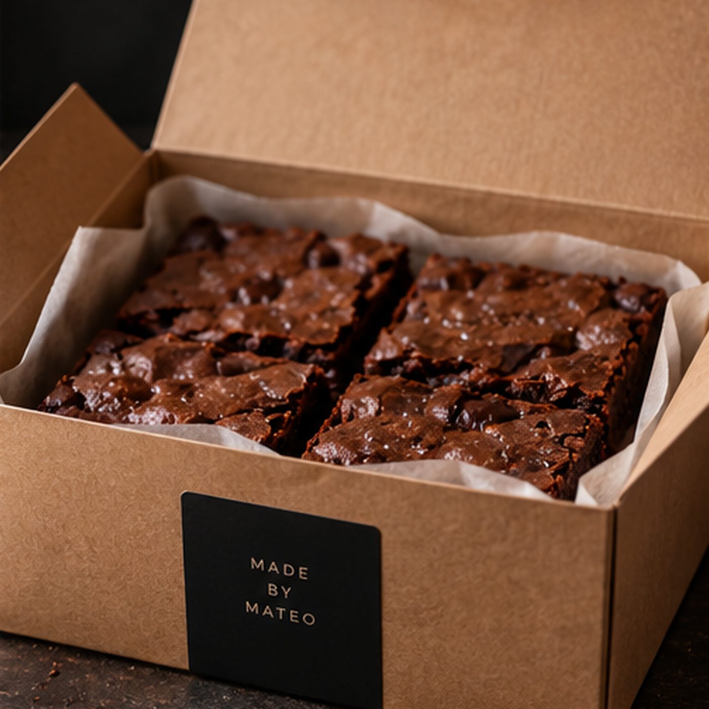 Brownies packed in a kraft box