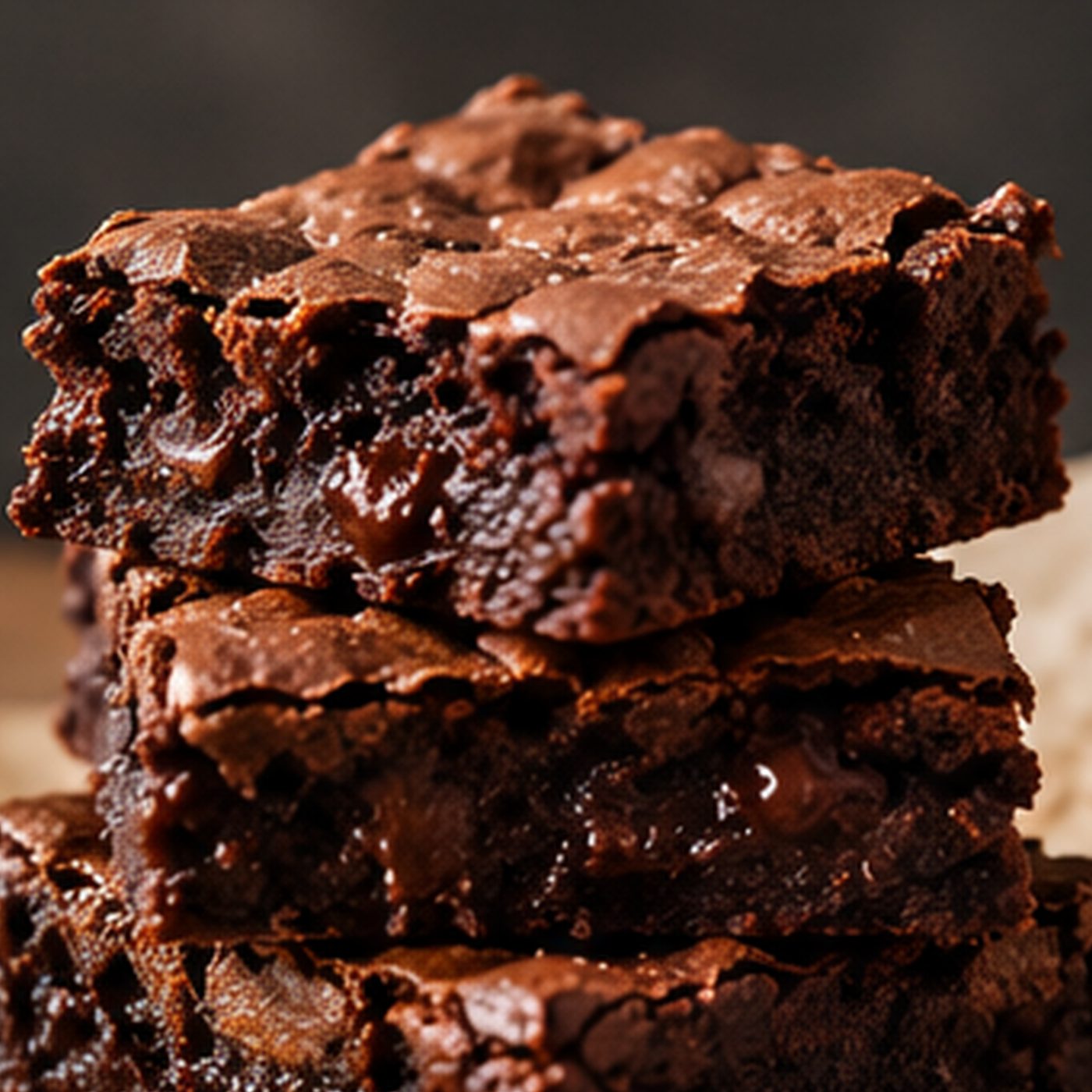 Stack of fudgy brownies